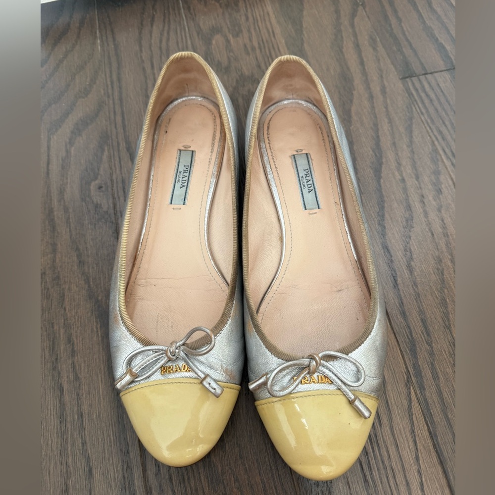 Prada Leather Ballet Flats Size 8-9 - Picture 3 of 13